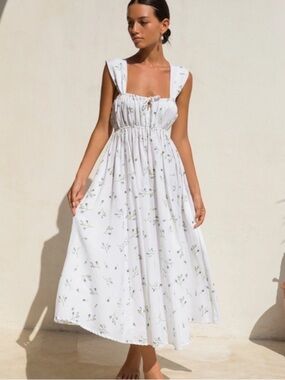 Piyama Mia floral cotton lyocell maxi dress in bluebell cottagecore